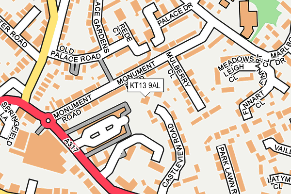KT13 9AL map - OS OpenMap – Local (Ordnance Survey)
