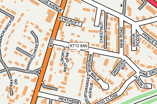 KT13 9AN map - OS OpenMap – Local (Ordnance Survey)