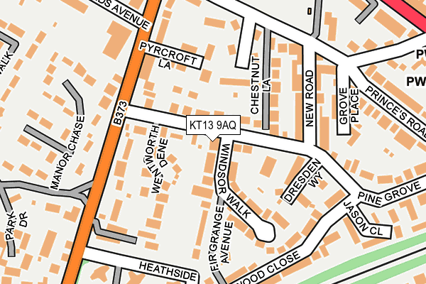 KT13 9AQ map - OS OpenMap – Local (Ordnance Survey)