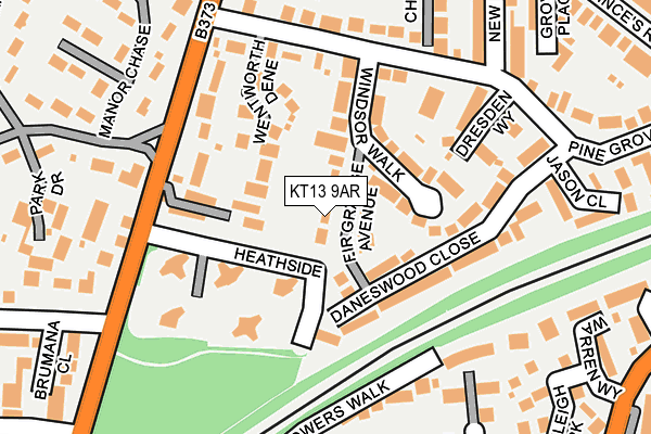 KT13 9AR map - OS OpenMap – Local (Ordnance Survey)