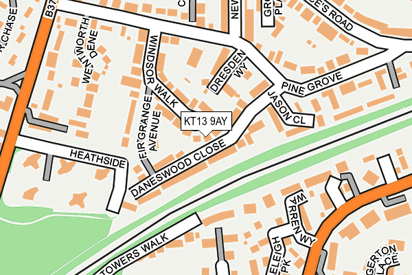 KT13 9AY map - OS OpenMap – Local (Ordnance Survey)