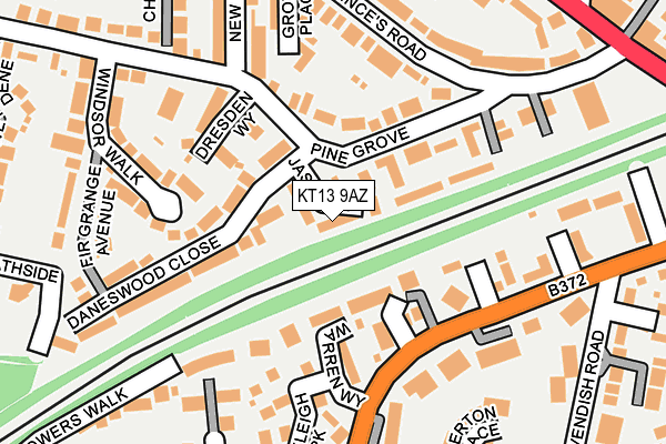 KT13 9AZ map - OS OpenMap – Local (Ordnance Survey)