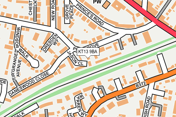 KT13 9BA map - OS OpenMap – Local (Ordnance Survey)