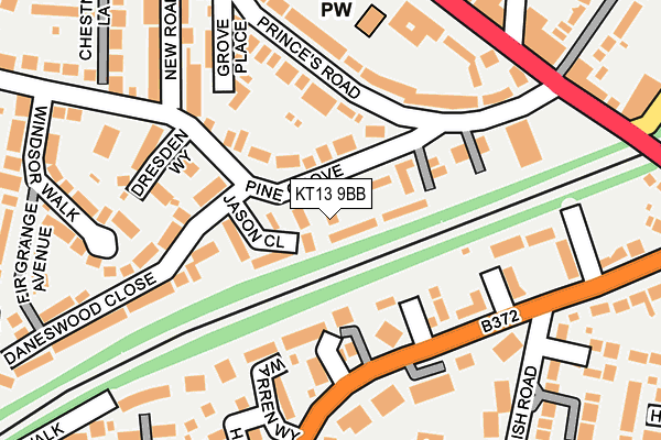 KT13 9BB map - OS OpenMap – Local (Ordnance Survey)