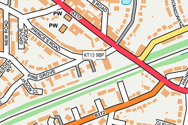 KT13 9BP map - OS OpenMap – Local (Ordnance Survey)