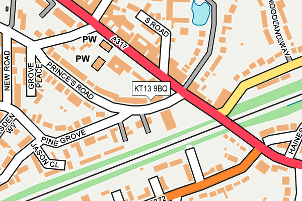 KT13 9BQ map - OS OpenMap – Local (Ordnance Survey)