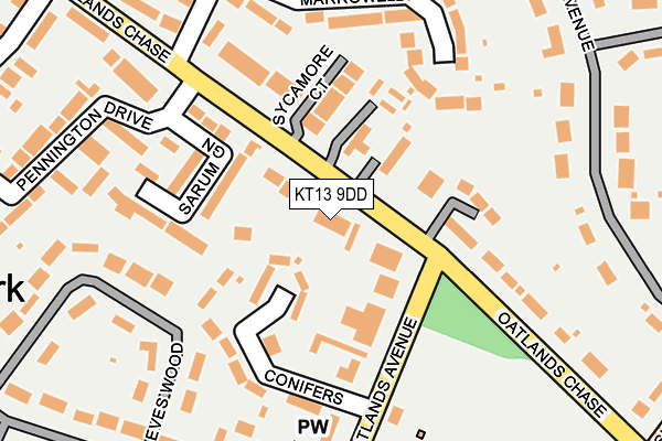 KT13 9DD map - OS OpenMap – Local (Ordnance Survey)