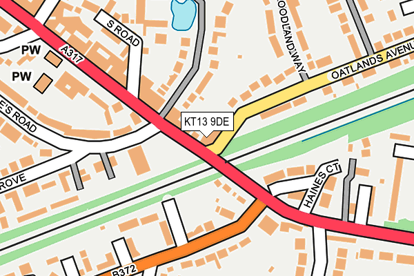 KT13 9DE map - OS OpenMap – Local (Ordnance Survey)