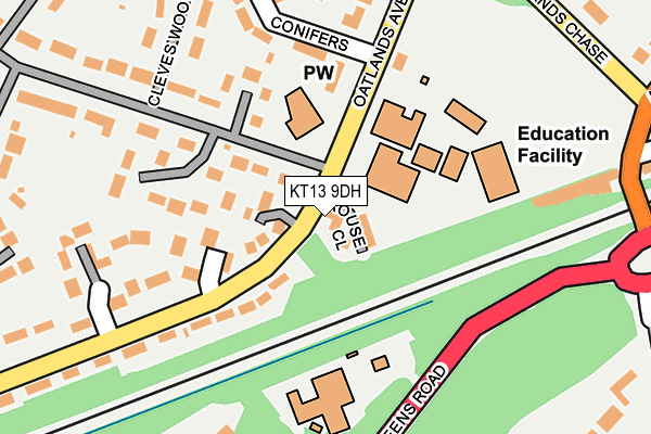 KT13 9DH map - OS OpenMap – Local (Ordnance Survey)