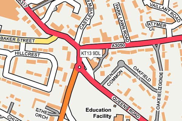 KT13 9DL map - OS OpenMap – Local (Ordnance Survey)