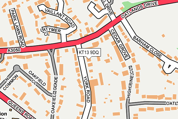 KT13 9DQ map - OS OpenMap – Local (Ordnance Survey)