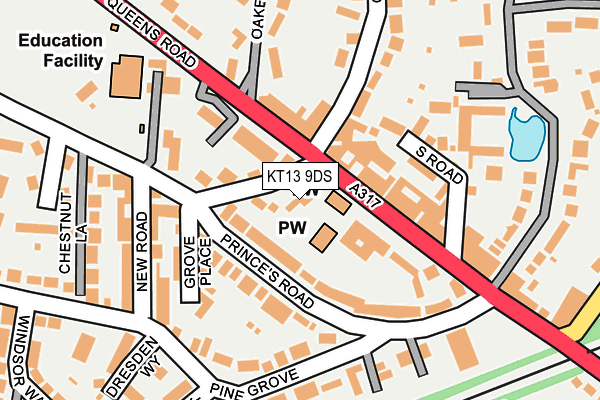 KT13 9DS map - OS OpenMap – Local (Ordnance Survey)