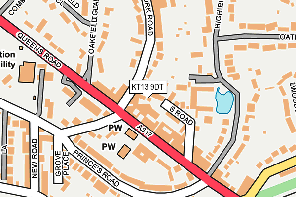 KT13 9DT map - OS OpenMap – Local (Ordnance Survey)