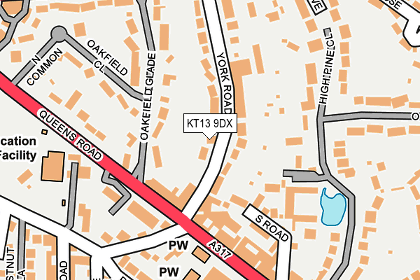 KT13 9DX map - OS OpenMap – Local (Ordnance Survey)