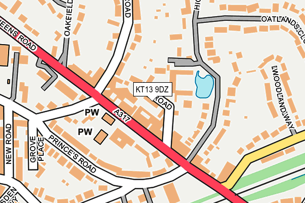 KT13 9DZ map - OS OpenMap – Local (Ordnance Survey)