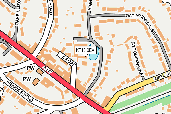 KT13 9EA map - OS OpenMap – Local (Ordnance Survey)