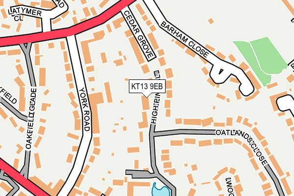 KT13 9EB map - OS OpenMap – Local (Ordnance Survey)
