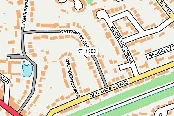 KT13 9ED map - OS OpenMap – Local (Ordnance Survey)