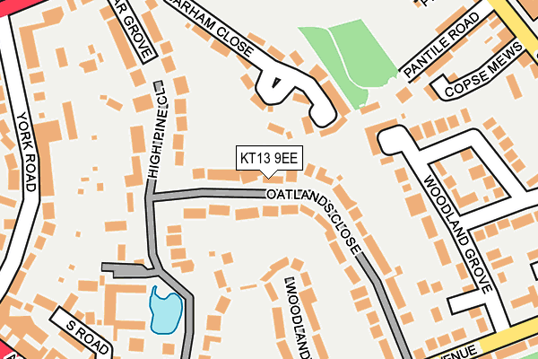 KT13 9EE map - OS OpenMap – Local (Ordnance Survey)