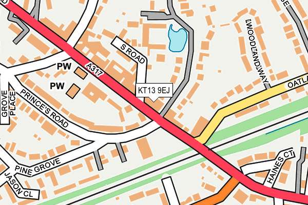 KT13 9EJ map - OS OpenMap – Local (Ordnance Survey)