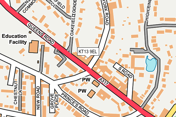 KT13 9EL map - OS OpenMap – Local (Ordnance Survey)