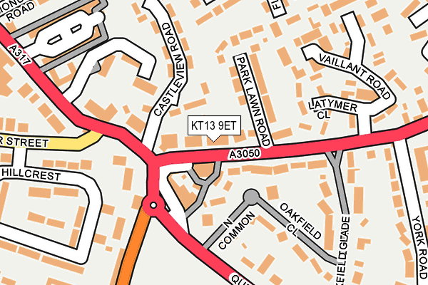 KT13 9ET map - OS OpenMap – Local (Ordnance Survey)