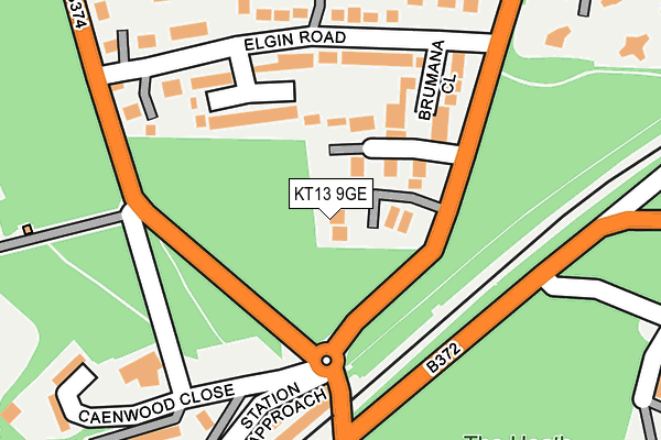 KT13 9GE map - OS OpenMap – Local (Ordnance Survey)