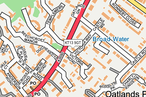 KT13 9GT map - OS OpenMap – Local (Ordnance Survey)