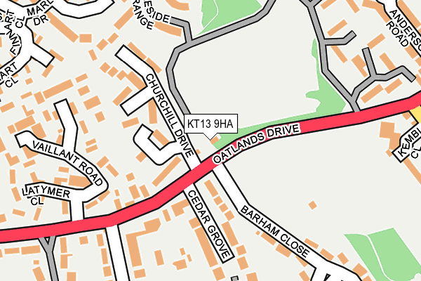 KT13 9HA map - OS OpenMap – Local (Ordnance Survey)
