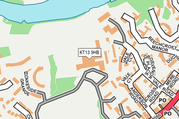 KT13 9HB map - OS OpenMap – Local (Ordnance Survey)