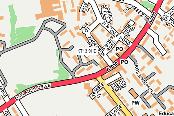 KT13 9HD map - OS OpenMap – Local (Ordnance Survey)