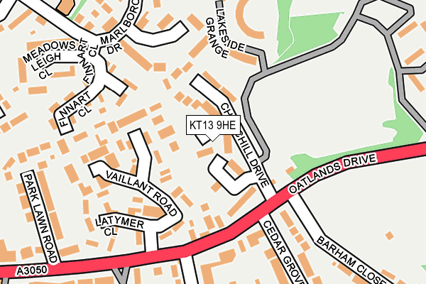 KT13 9HE map - OS OpenMap – Local (Ordnance Survey)