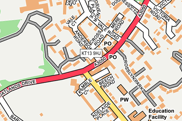 KT13 9HJ map - OS OpenMap – Local (Ordnance Survey)