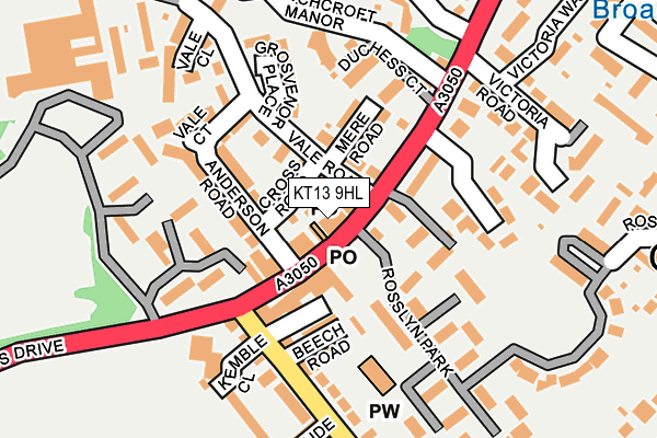 KT13 9HL map - OS OpenMap – Local (Ordnance Survey)