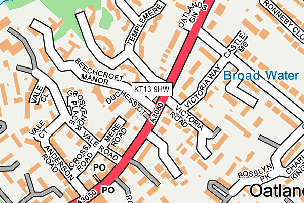 KT13 9HW map - OS OpenMap – Local (Ordnance Survey)