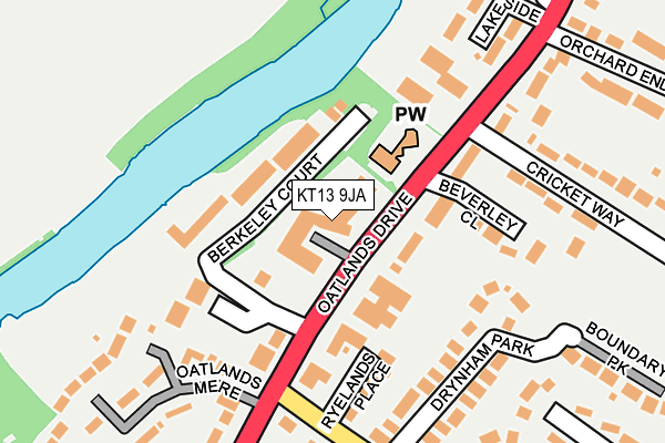 KT13 9JA map - OS OpenMap – Local (Ordnance Survey)