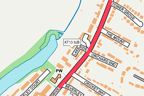 KT13 9JB map - OS OpenMap – Local (Ordnance Survey)