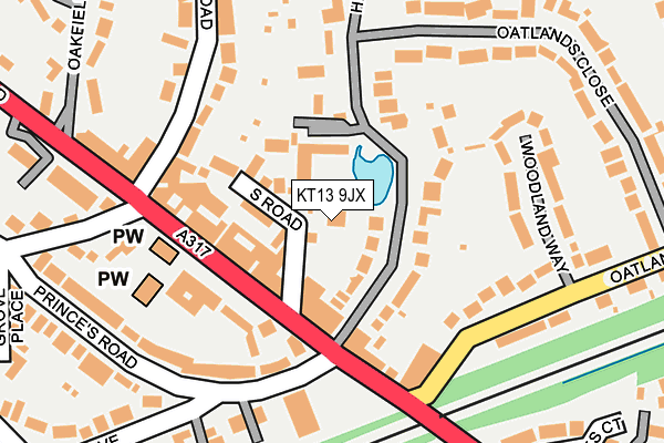 KT13 9JX map - OS OpenMap – Local (Ordnance Survey)