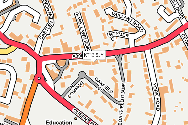 KT13 9JY map - OS OpenMap – Local (Ordnance Survey)
