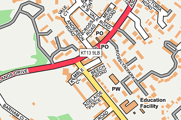 KT13 9LB map - OS OpenMap – Local (Ordnance Survey)