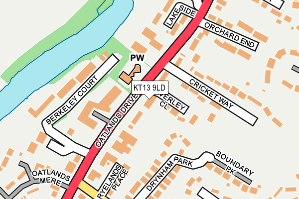 KT13 9LD map - OS OpenMap – Local (Ordnance Survey)