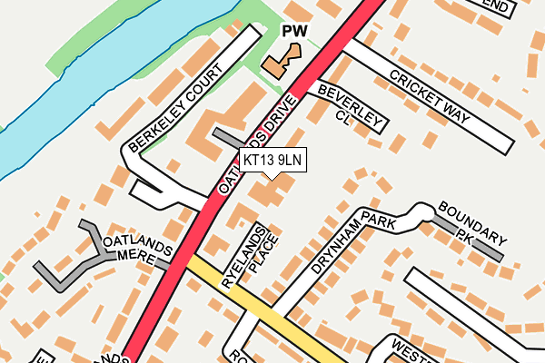 KT13 9LN map - OS OpenMap – Local (Ordnance Survey)