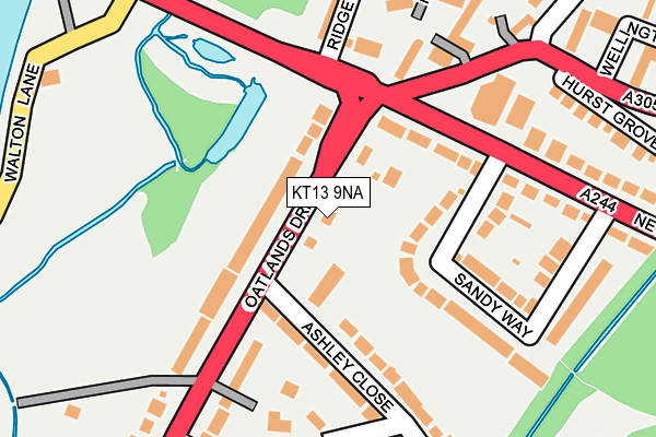 KT13 9NA map - OS OpenMap – Local (Ordnance Survey)