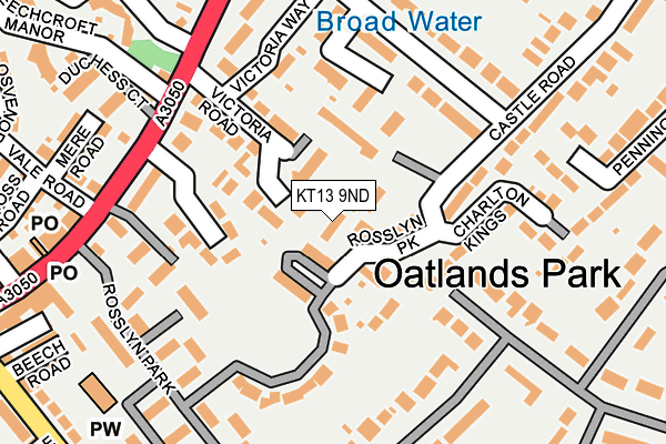 KT13 9ND map - OS OpenMap – Local (Ordnance Survey)