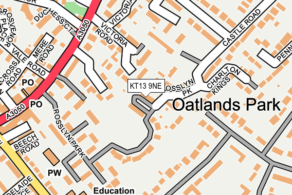 KT13 9NE map - OS OpenMap – Local (Ordnance Survey)