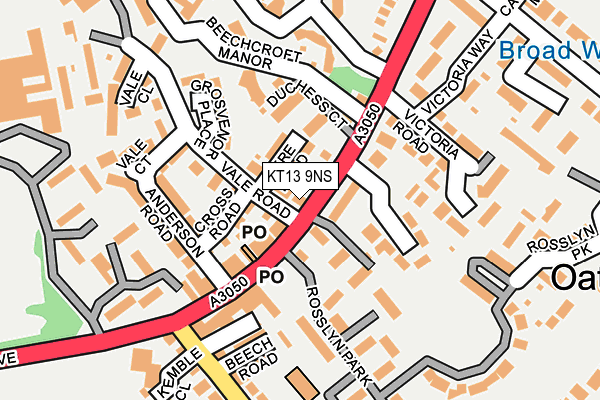 KT13 9NS map - OS OpenMap – Local (Ordnance Survey)