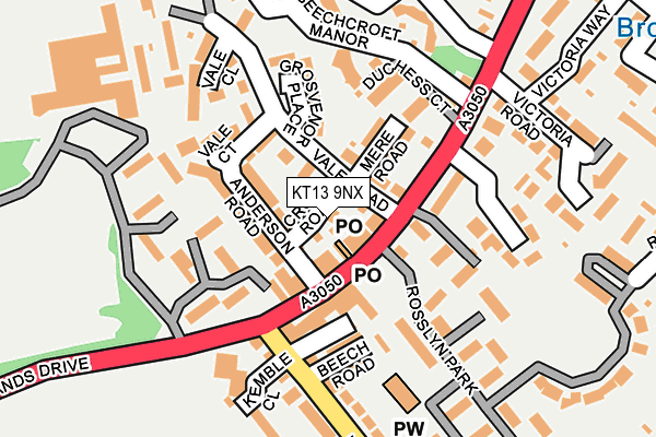 KT13 9NX map - OS OpenMap – Local (Ordnance Survey)