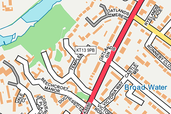 KT13 9PB map - OS OpenMap – Local (Ordnance Survey)