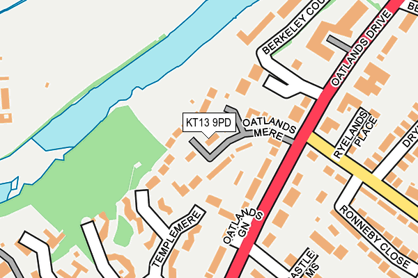 KT13 9PD map - OS OpenMap – Local (Ordnance Survey)