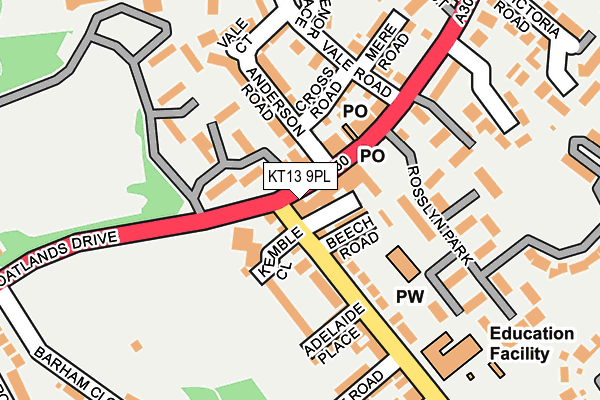 KT13 9PL map - OS OpenMap – Local (Ordnance Survey)
